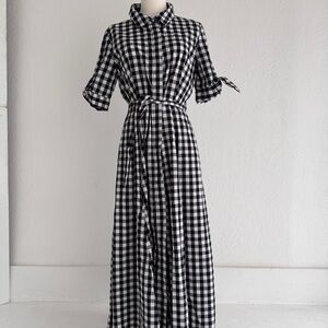 Calvin Klein Black and White Checkered Maxi Dress
